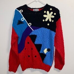 Vintage 90’s western connection color block knit sweater